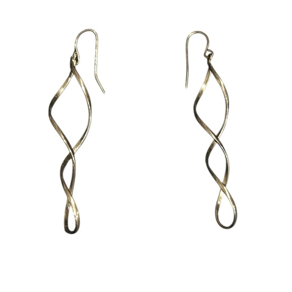 Jewelry - Silver Tone Twisted Dangle Earrings Lightweight Modern Minimalist Design
